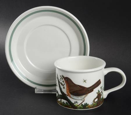 Birds of Britain Drum Breakfast Cup & Saucer Set with Green Band