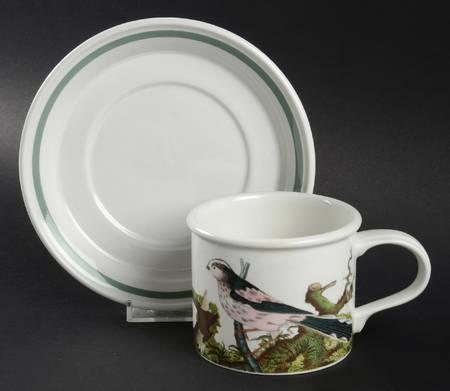 Birds of Britain Drum Breakfast Cup & Saucer Set with Green Band