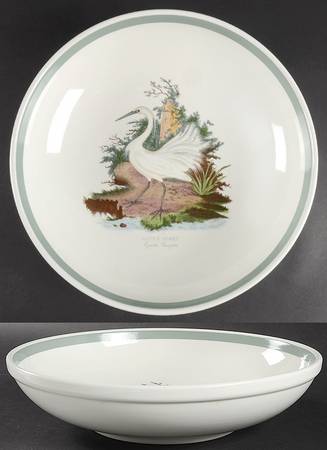 Birds of Britain 12" Pasta Serving Bowl with Green Band