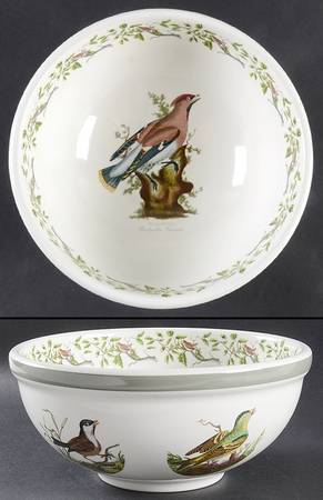 Birds of Britain 9" Salad Serving Bowl with Green Band