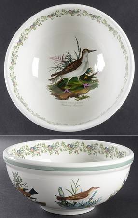 Birds of Britain 10" Large Salad Serving Bowl with Green Band