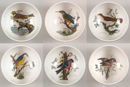 Birds of Britain ndividual Salad Bowl with Green Band - Set of 6 Motifs