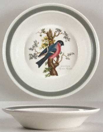 Birds of Britain Rim Soup Bowl with Green Band