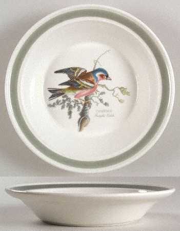 Birds of Britain Rim Soup Bowl with Green Band