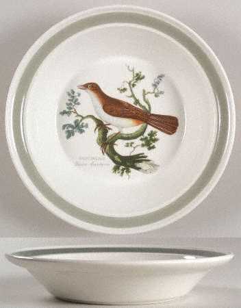 Birds of Britain Rim Soup Bowl with Green Band