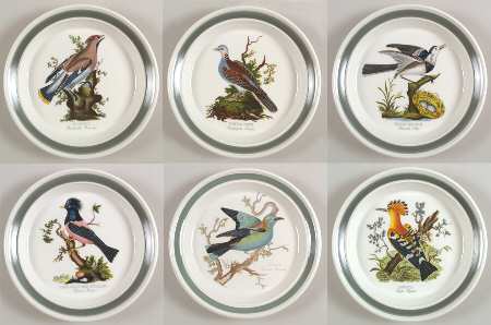 Birds of Britain Salad Plate with Green Band - Set of 6 Motifs