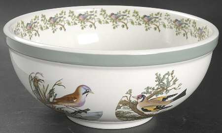 Birds of Britain 10" Large Salad Serving Bowl with Green Band