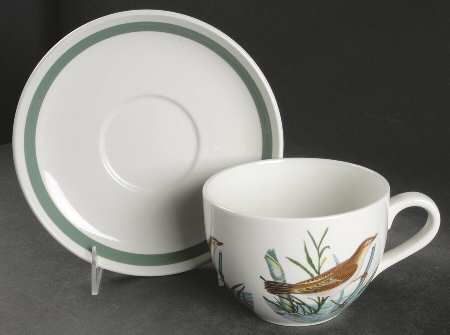 Birds of Britain Jumbo Cup & Saucer Set with Green Band Saucer
