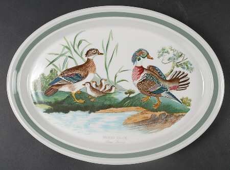 Birds of Britain 13" Oval Serving Platter with Green Band