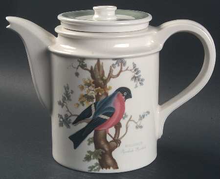 Birds of Britain Coffee Pot & Lid with Green Band