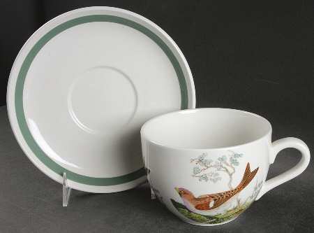 Birds of Britain Jumbo Cup & Saucer Set with Green Band Saucer