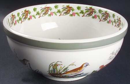 Birds of Britain 11" Large Salad Serving Bowl with Green Band