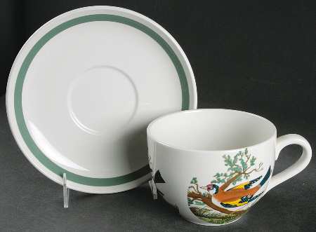 Birds of Britain Jumbo Cup & Saucer Set with Green Band Saucer