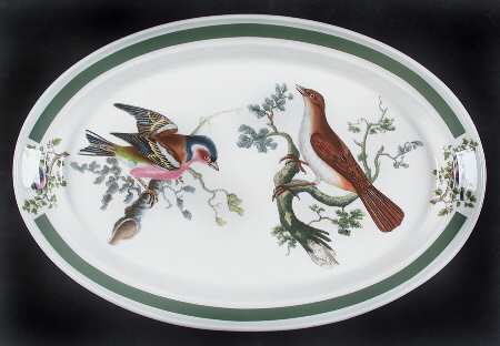 Birds of Britain 10" Oval Steak Platter with Green Band
