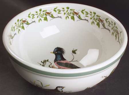 Birds of Britain 9" Salad Serving Bowl with Green Band