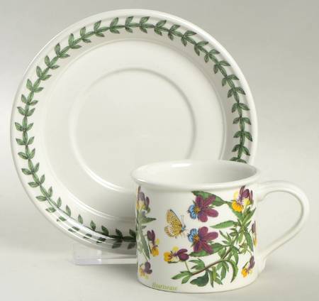Botanic Garden Flat Demitasse Cup & Saucer Set