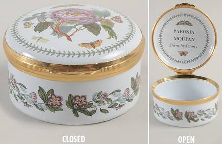 Botanic Garden 2" Round Enamel Box W/Hinged Lid