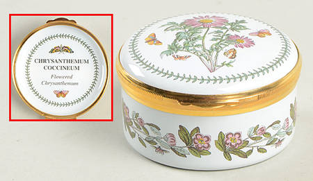 Botanic Garden 2" Round Enamel Box W/Hinged Lid