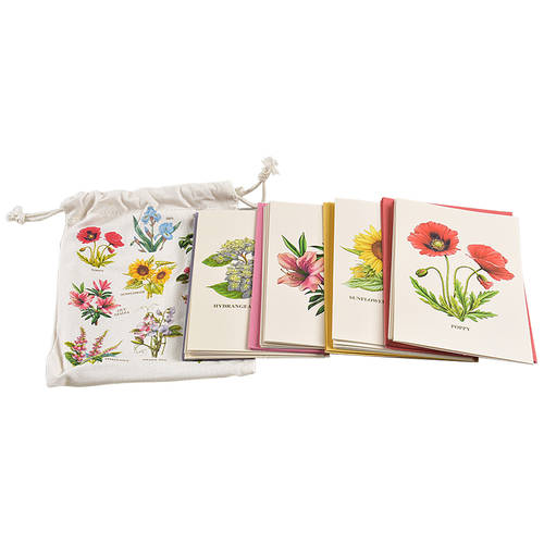 Botanic Garden Note Card Set w/Canvas Bag (16 Cards & Envelopes)