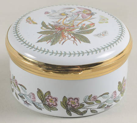 Botanic Garden 2" Round Enamel Box W/Hinged Lid