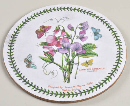 Botanic Garden 7" Round Cork Back Trivet w/Front Writing