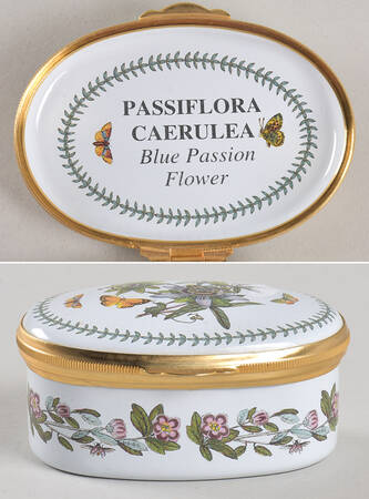 Botanic Garden 2.5" Oval Enamel Box W/Hinged Lid