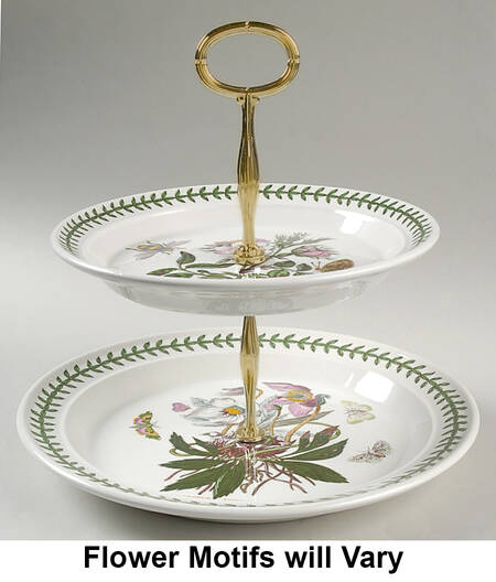 Botanic Garden 6 5/8"-10"  2 Tiered Serving Tray (Dp, Sp) HC by Portmeirion