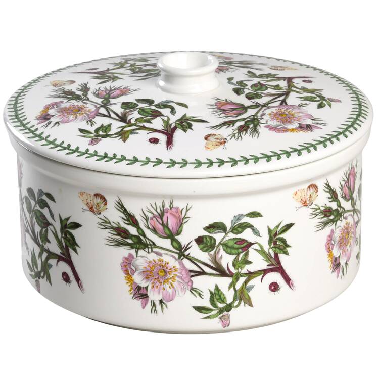 Botanic Garden 4 Qt Round Drum Shape Covered Casserole