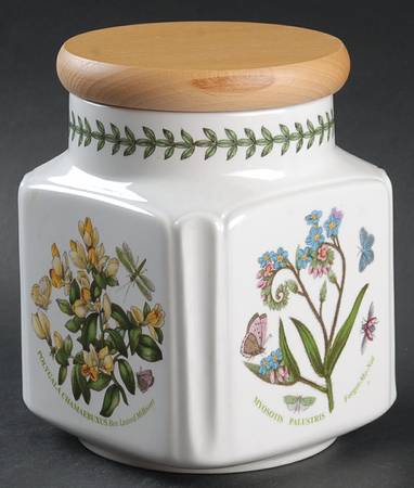 Botanic Garden Small Square Canister & Wood Lid