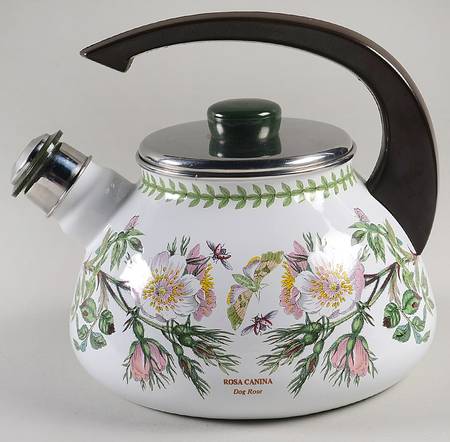 Botanic Garden Metal Kettle & Lid W/Green Handle