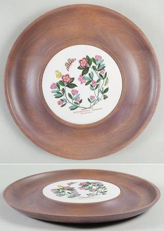 Botanic Garden Round Wood Cheeseboard w/Ceramic Tile