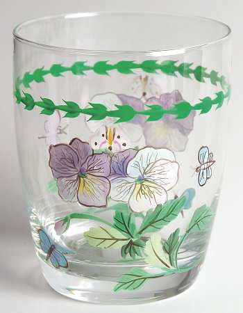 Botanic Garden 14 Oz Handpainted Glassware Double Old Fashioned
