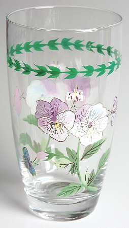 Botanic Garden 16 Oz Handpainted Glassware Highball