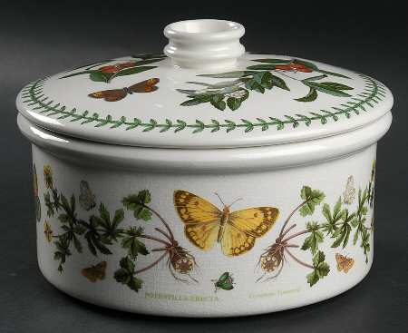 Botanic Garden 1.5 Qt Drum Shaped Rd Cov Casserole/Veg/Souffle