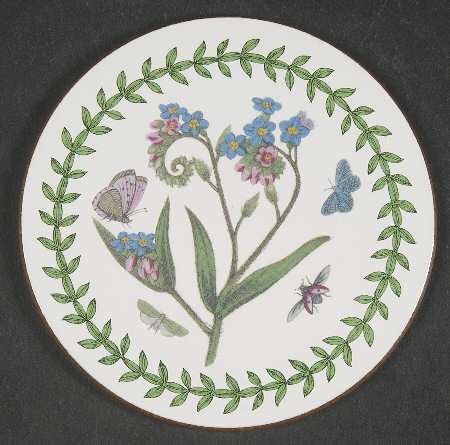 Botanic Garden Round Coaster Cork Back W/Thick Laurel Border