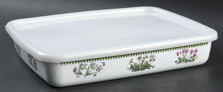 Botanic Garden 1" Rectangular Metal Baker with Plastic Lid