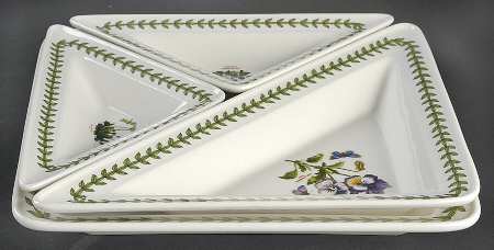Botanic Garden 4pc Entertainment Set-3 Triangular &1 Sq Plates