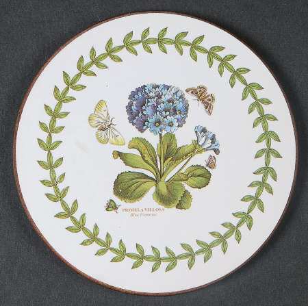 Botanic Garden Round Coaster Cork Back W/Thin Laurel Border