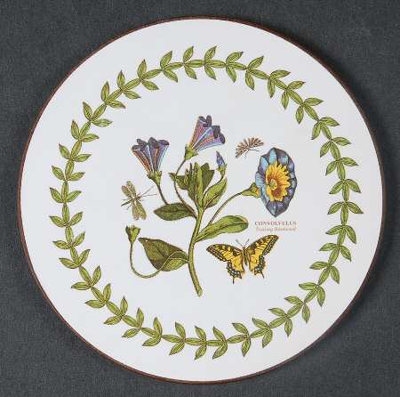 Botanic Garden Round Coaster Cork Back W/Thin Laurel Border
