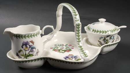 Botanic Garden Strawberry Basket w/Creamer, Cov.Sugar&Spoon