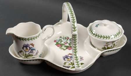 Botanic Garden Strawberry Basket & Creamer w/Cov. Sugar
