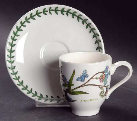 Botanic Garden Footed Demitasse Cup & Saucer Set