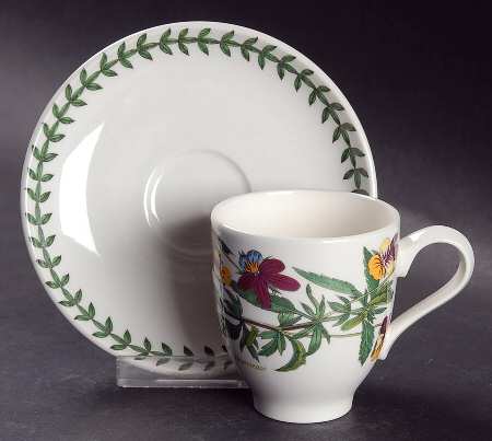 Botanic Garden Footed Demitasse Cup & Saucer Set