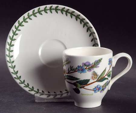 Botanic Garden Footed Demitasse Cup & Saucer Set