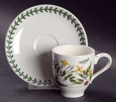 Botanic Garden Footed Demitasse Cup & Saucer Set