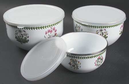 Botanic Garden 3 Pc Metal Bowl & Plastic Lid (5 3/4", 7", 7 3/4")
