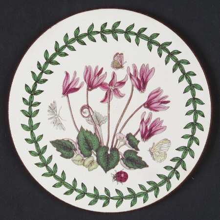 Botanic Garden Round Coaster Cork Back W/Thick Laurel Border