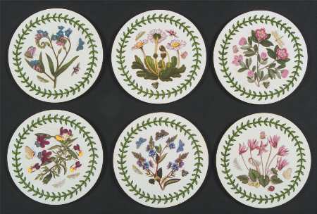 Botanic Garden Round Coaster Cork Back W/Thick Laurel Border (6)