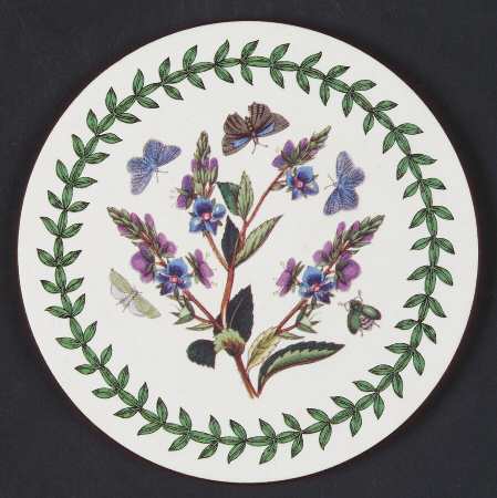 Botanic Garden Round Coaster Cork Back W/Thick Laurel Border