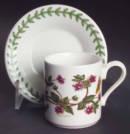 Botanic Garden Can Shape Demitasse Cup and Saucer Set